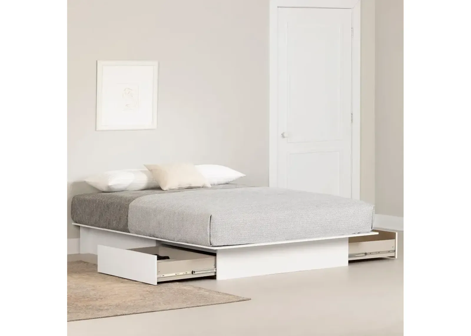 Fusion Full/Queen Pure White Platform Bed - South Shore