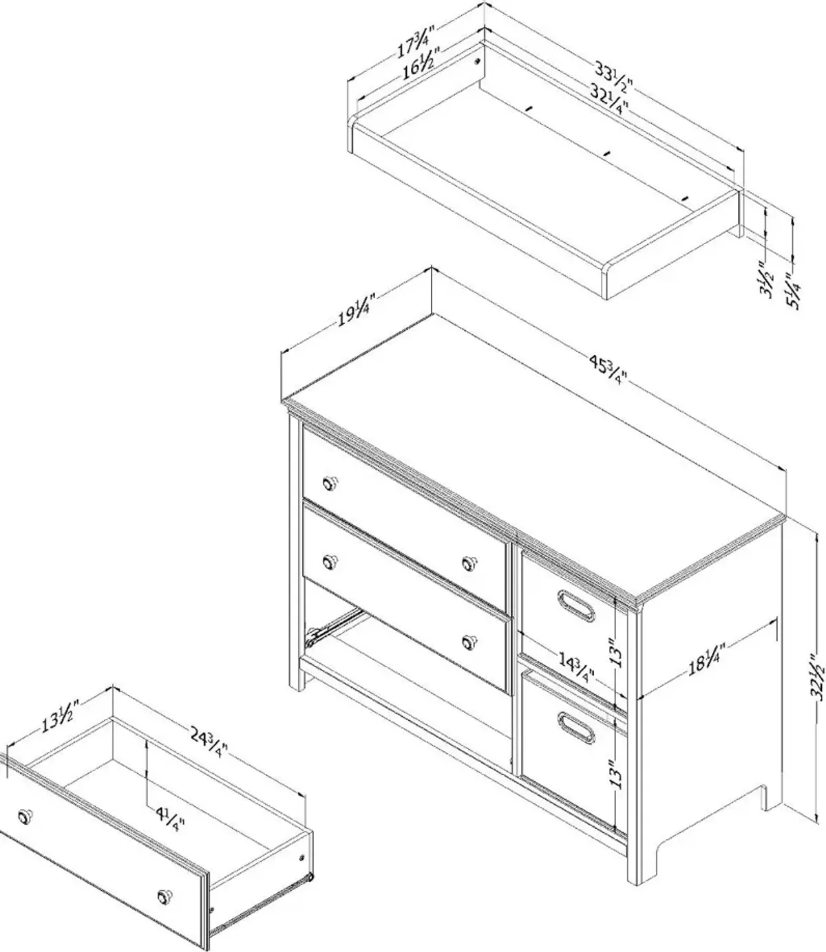 Cotton Candy White Changing Table - South Shore