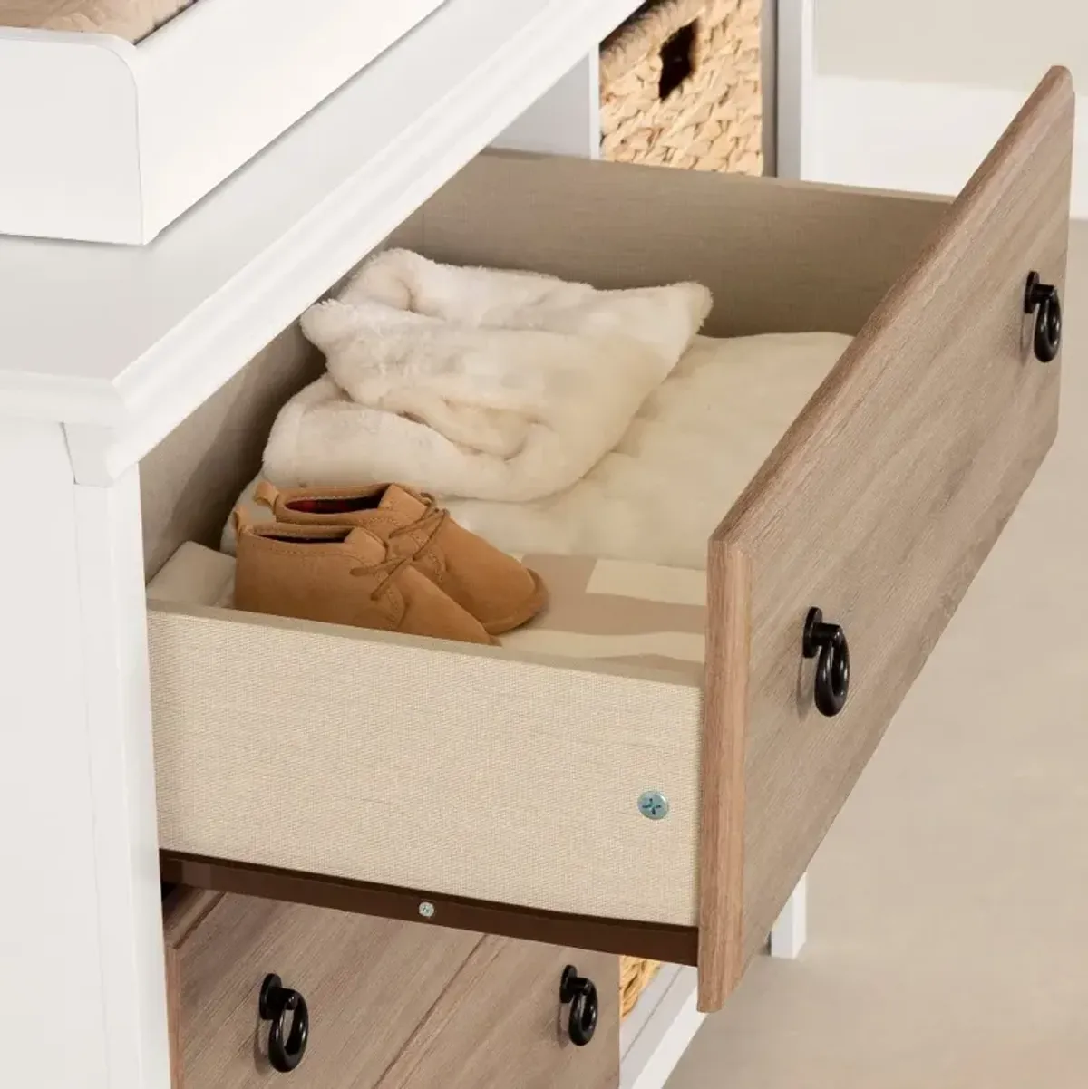 Cotton Candy Oak and White Changing Table - South Shore