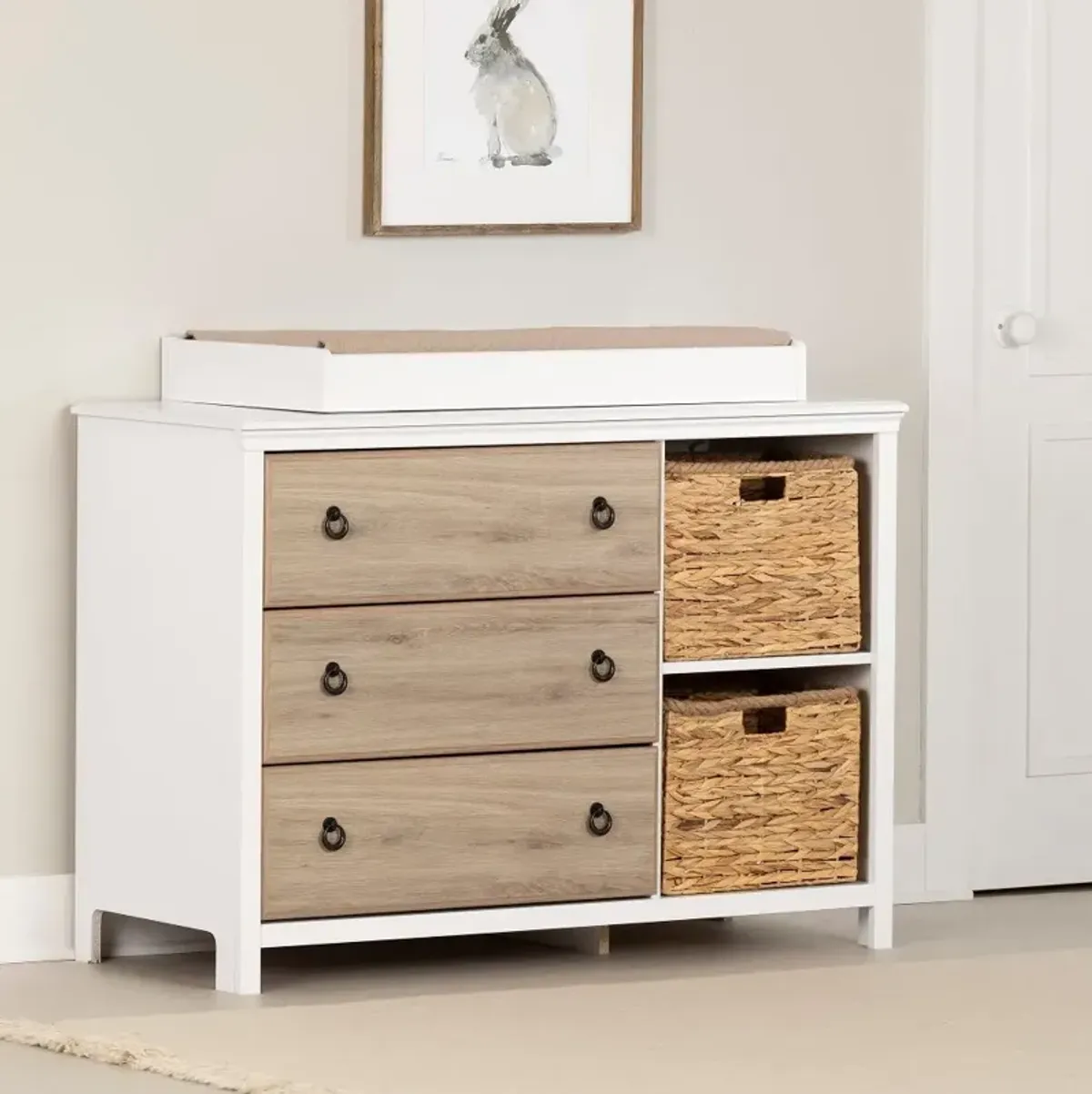 Cotton Candy Oak and White Changing Table - South Shore