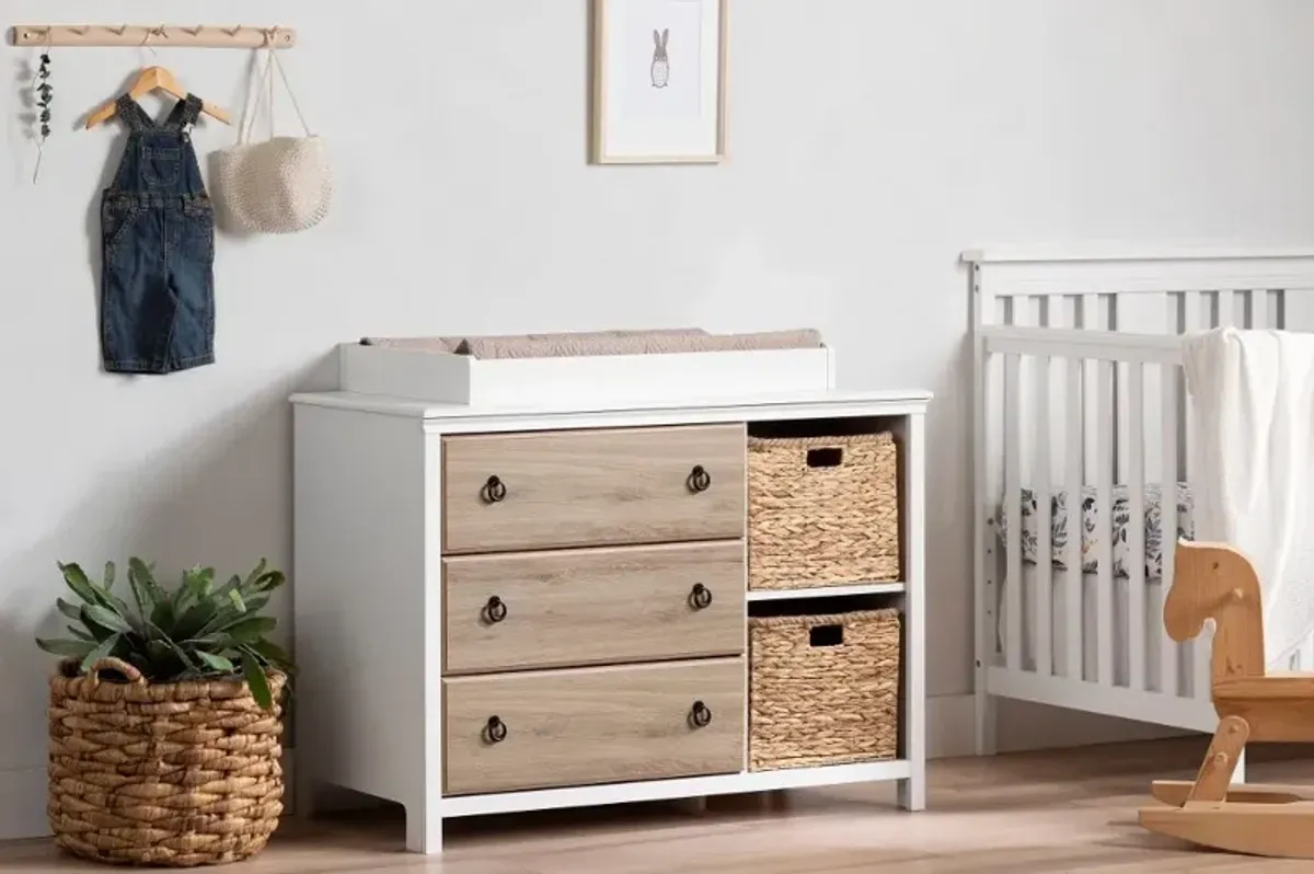 Cotton Candy Oak and White Changing Table - South Shore