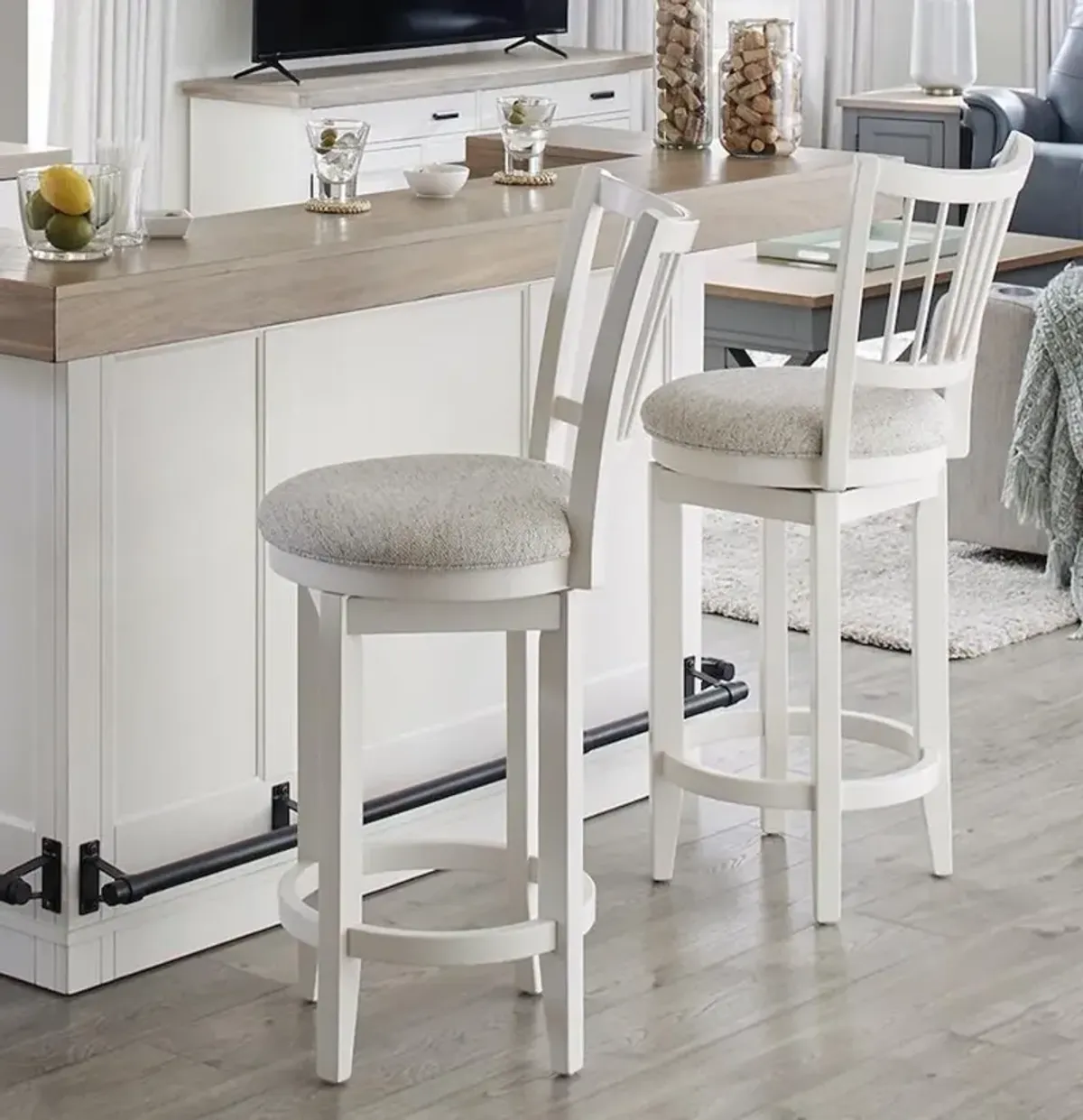 Modern Eclectic White Swivel Bar Stool