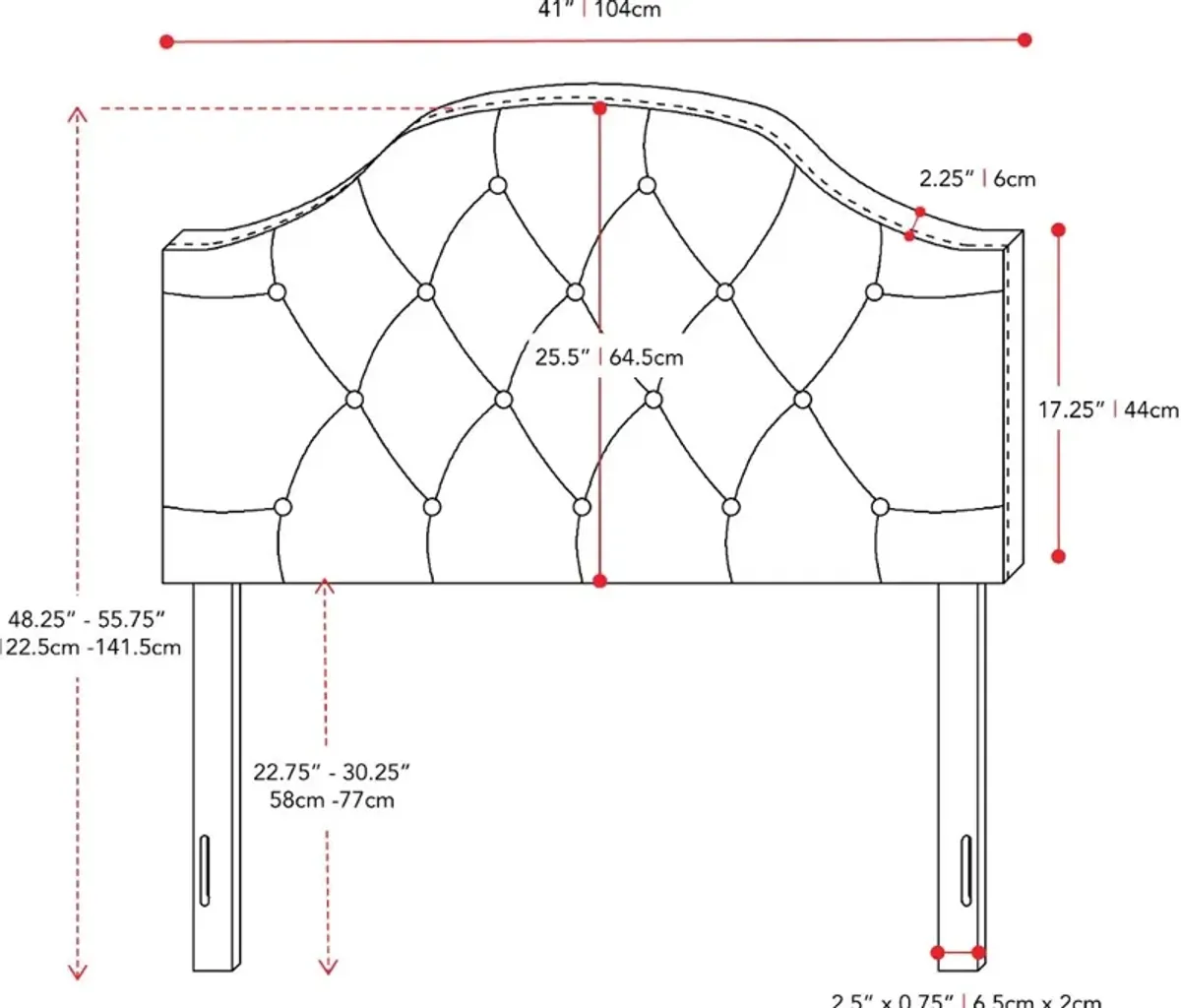 Calera Twin Tufted Dark Grey Fabric Headboard