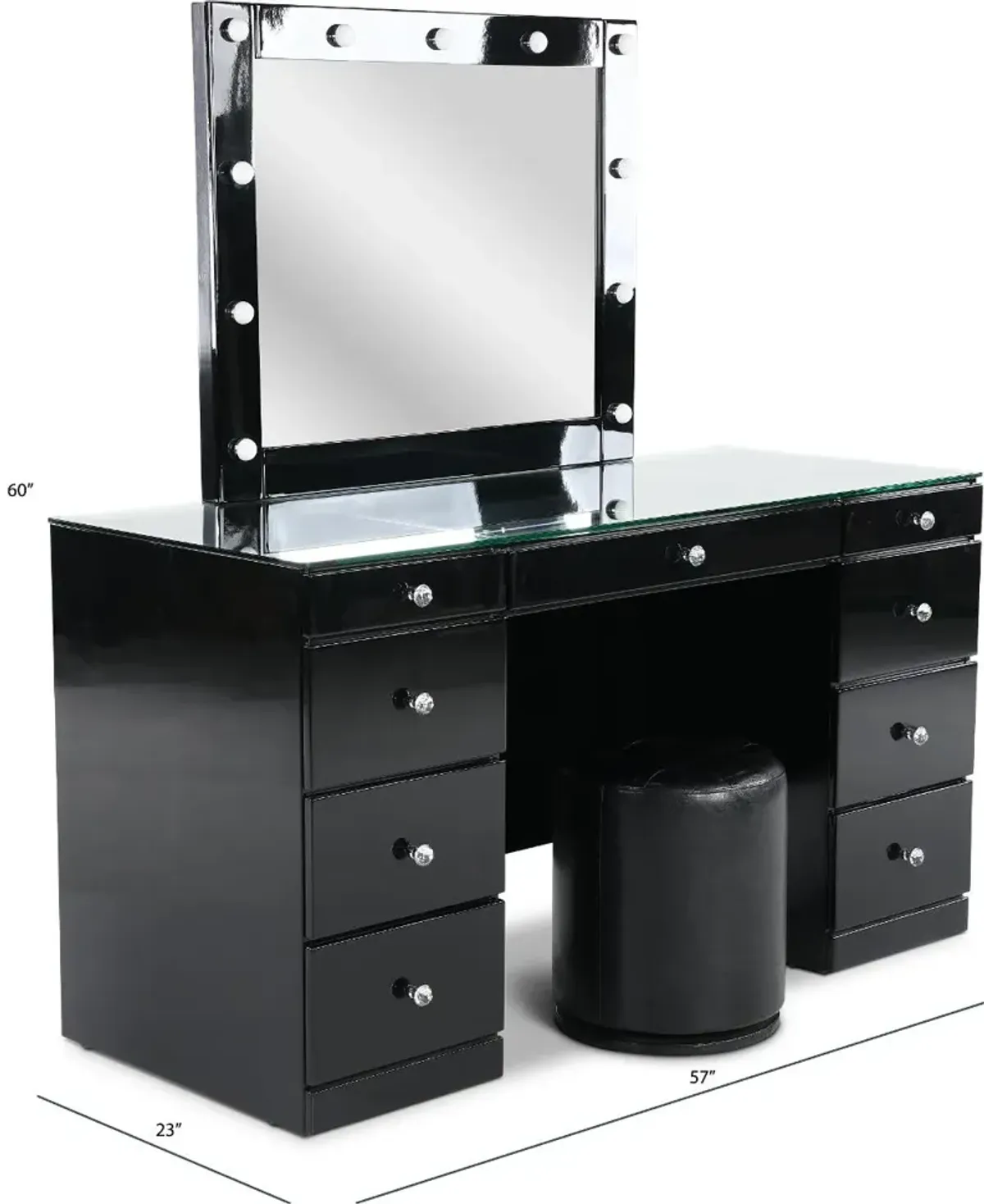 Avery Black 3 Piece Vanity Set