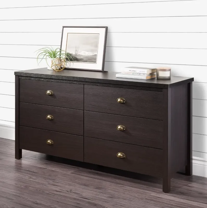 Boston Contemporary Black Six Drawer Dresser