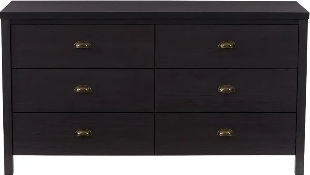 Boston Contemporary Black Six Drawer Dresser