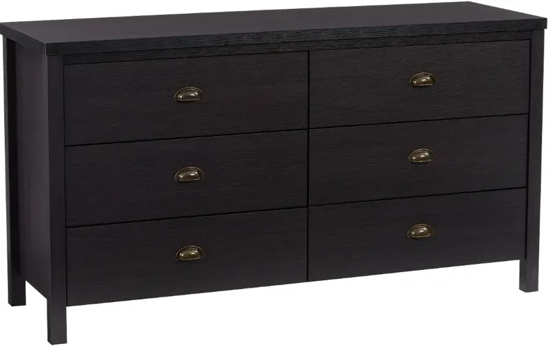 Boston Contemporary Black Six Drawer Dresser