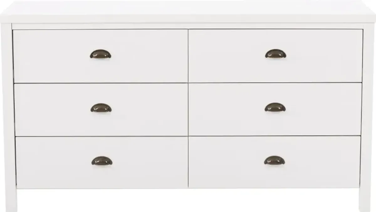 Boston Contemporary White Six Drawer Dresser