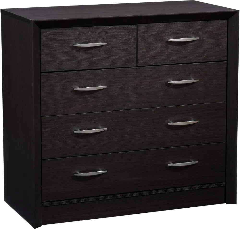 Newport Contemporary Black Five Drawer Dresser