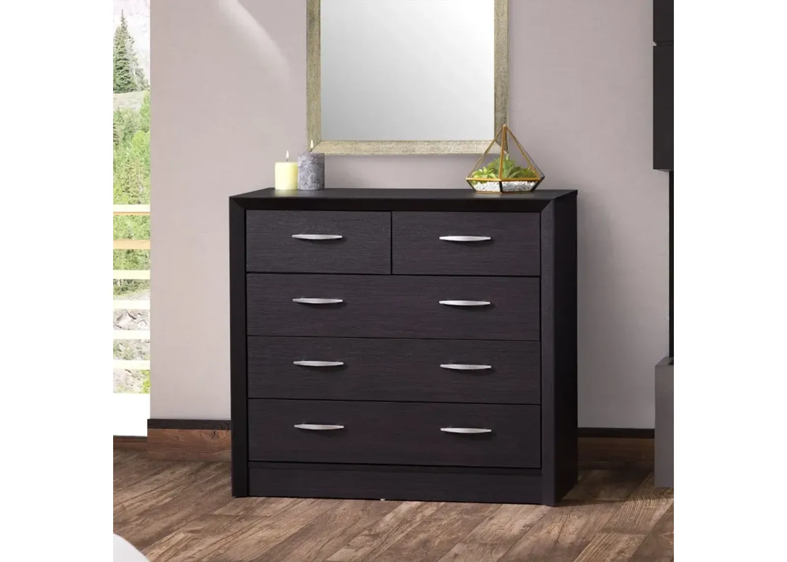 Newport Contemporary Black Five Drawer Dresser