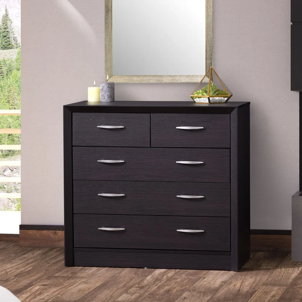 Newport Contemporary Black Five Drawer Dresser