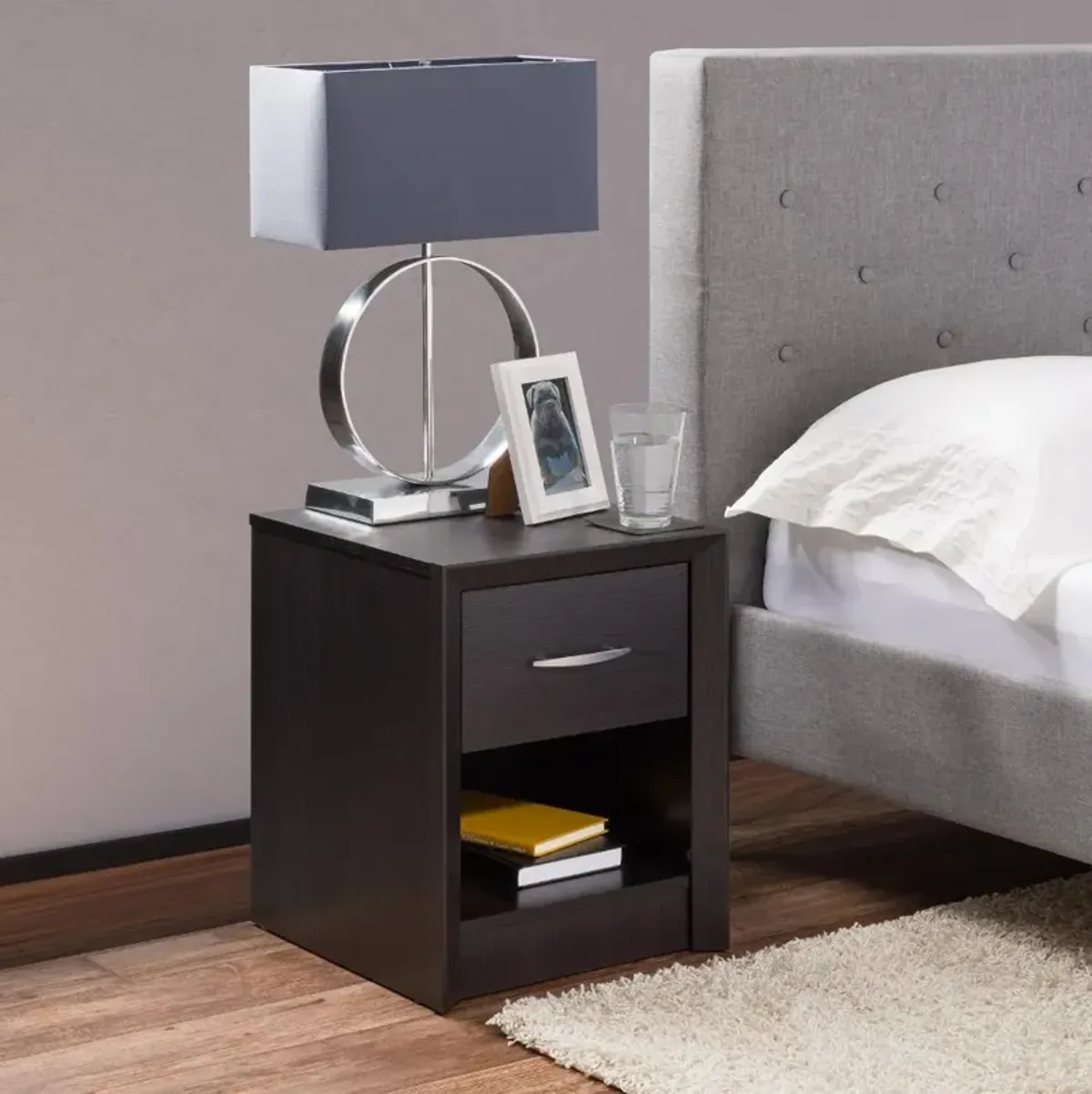 Newport Contemporary Black One Drawer Nightstand