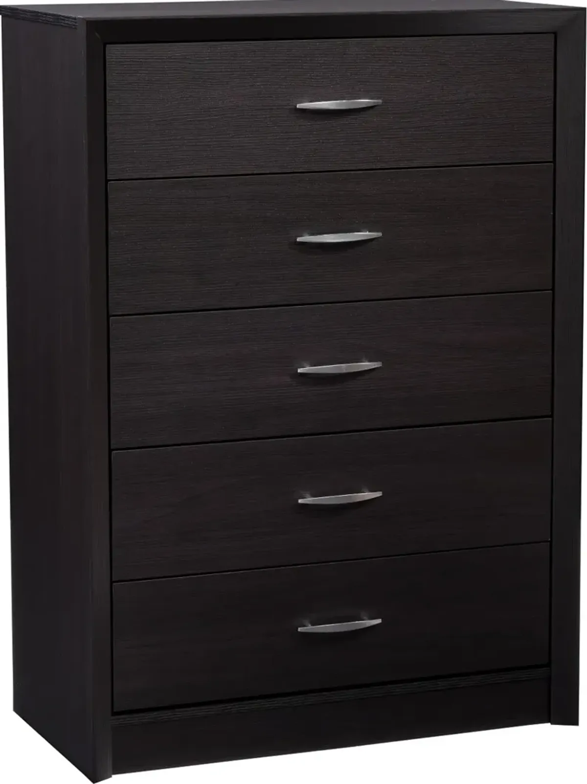 Newport Contemporary Black Five Drawer Tall Dresser