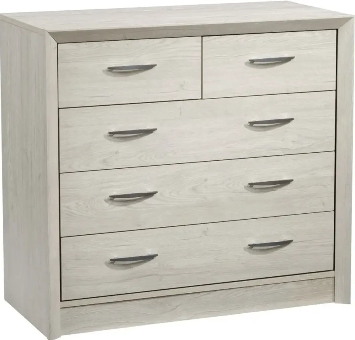 Newport Contemporary White Washed Oak Five Drawer Dresser