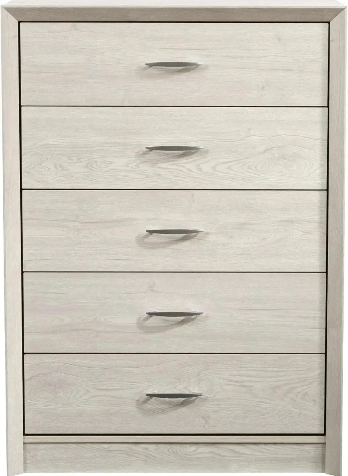 Newport Contemporary White Washed Oak Five Drawer Tall Dresser