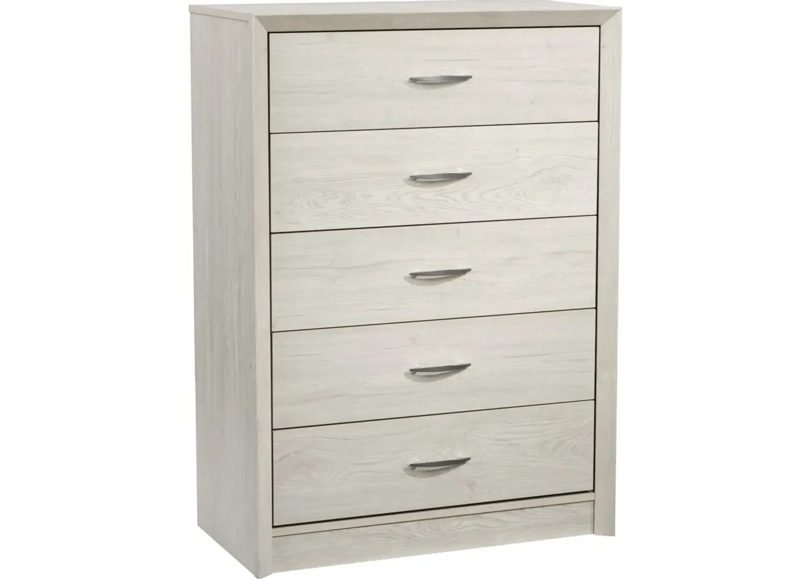 Newport Contemporary White Washed Oak Five Drawer Tall Dresser