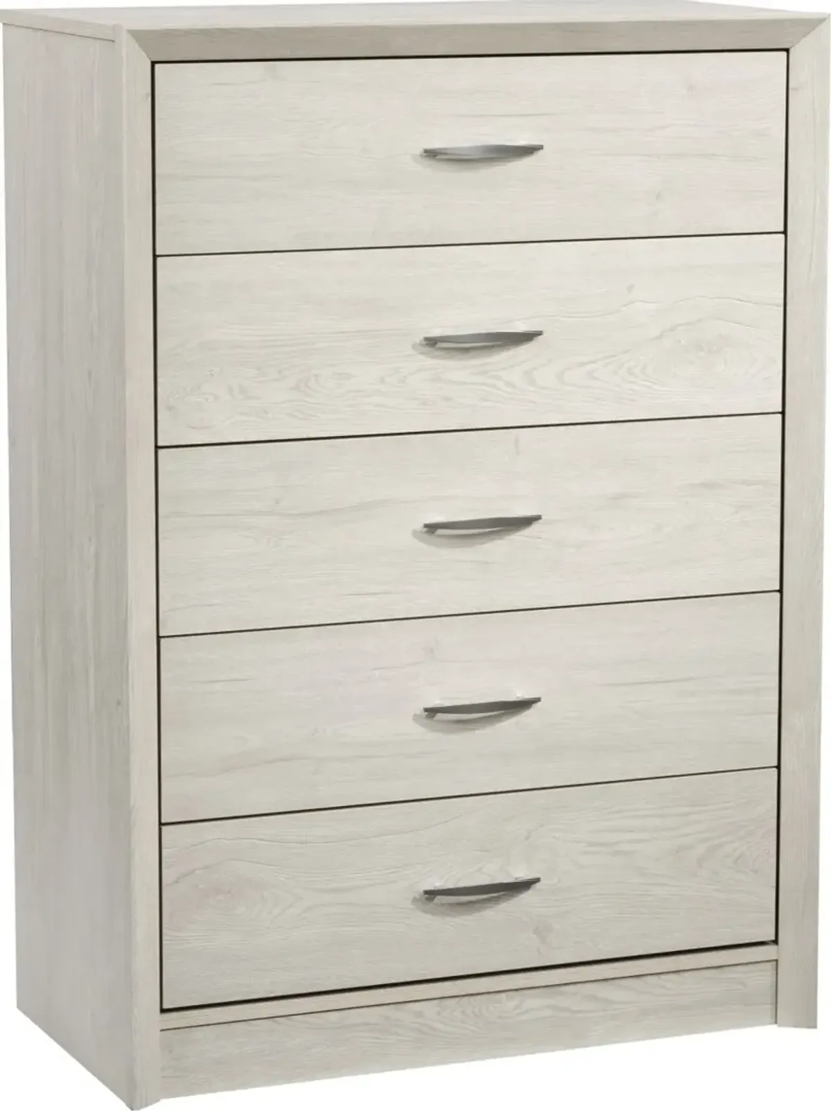 Newport Contemporary White Washed Oak Five Drawer Tall Dresser