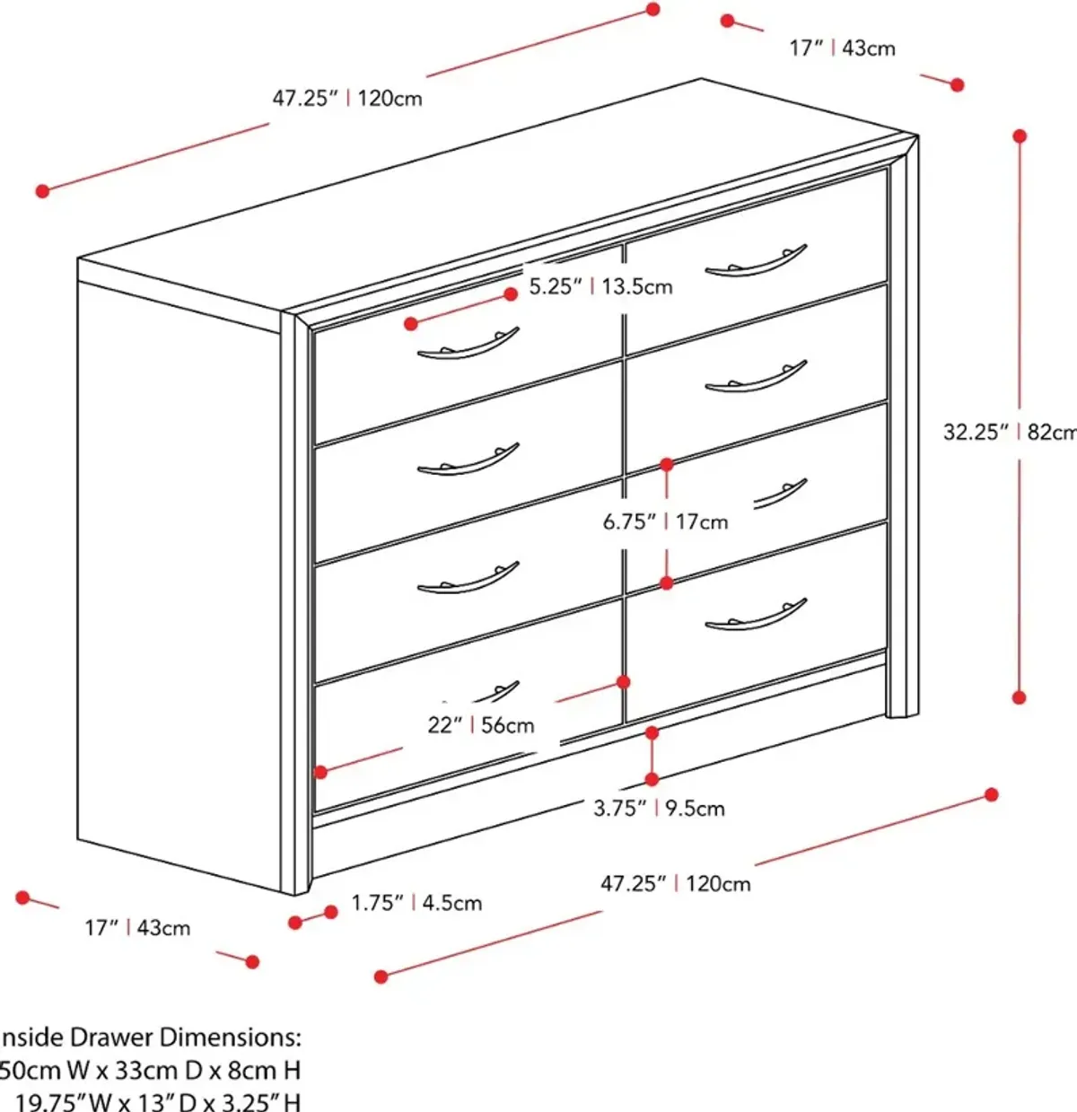 Newport Contemporary White Washed Oak 8-Drawer Dresser