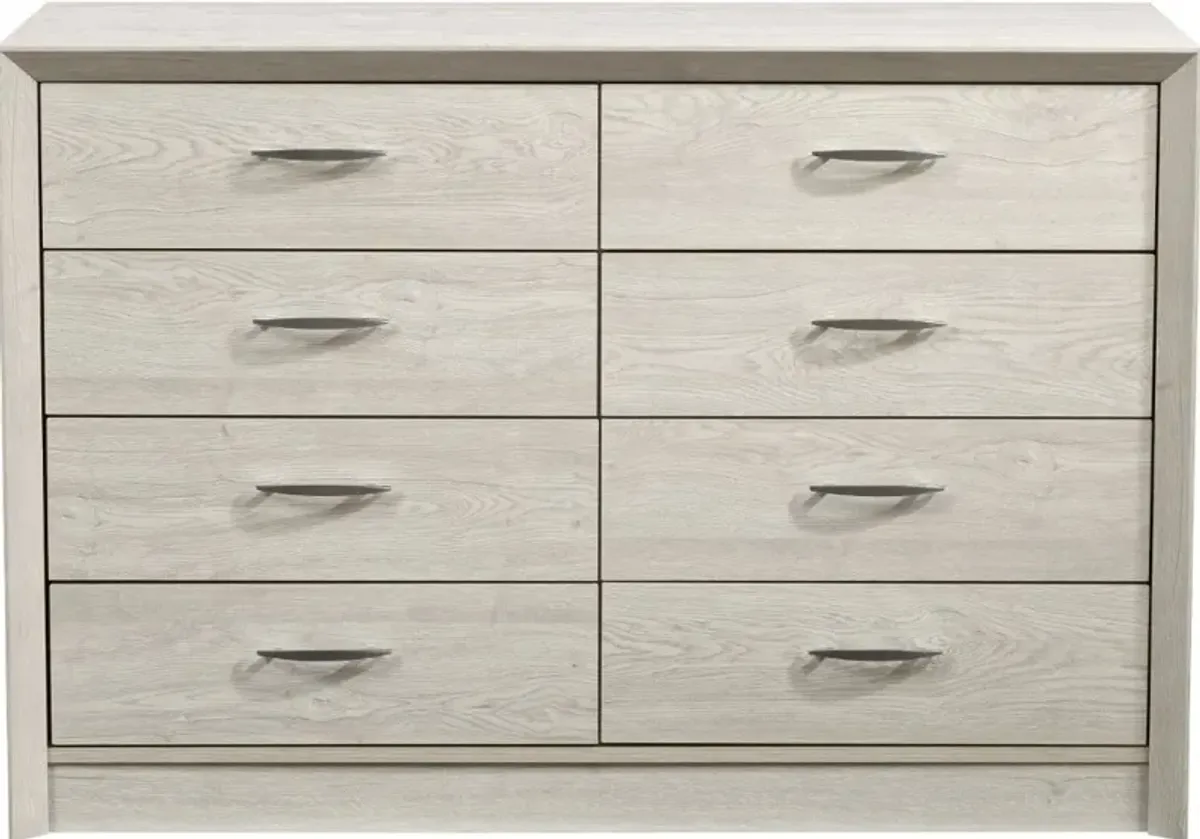 Newport Contemporary White Washed Oak 8-Drawer Dresser