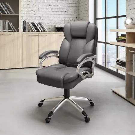 Workspace Contemporary Gray Leatherette Executive Office Chair