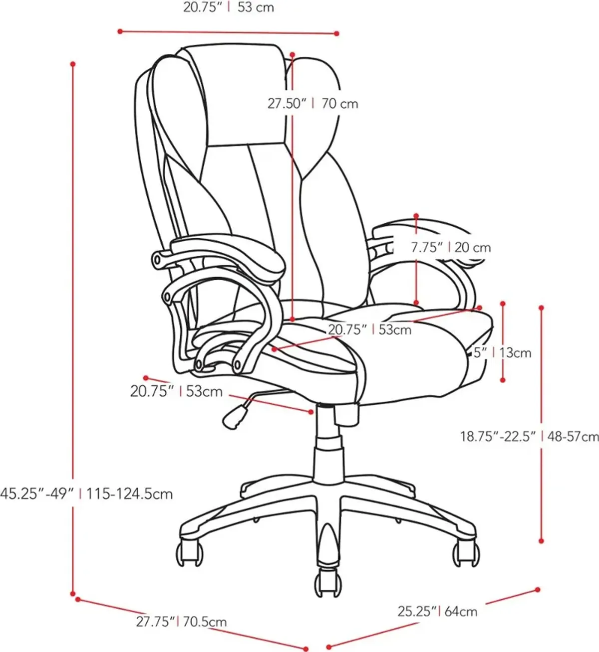 Workspace Contemporary Red Leatherette Executive Office Chair