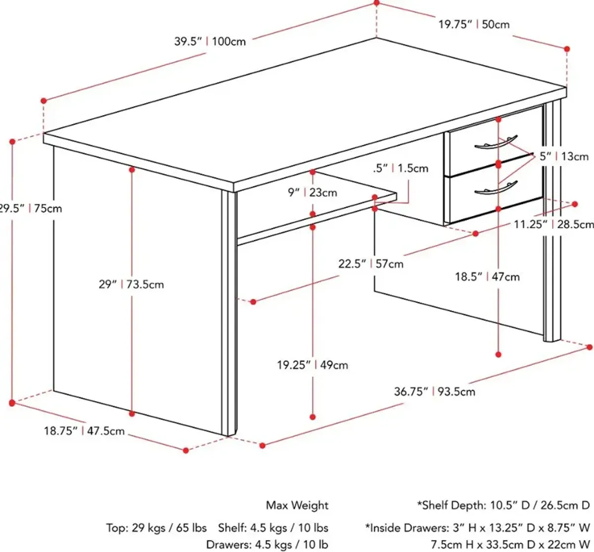 Kingston Contemporary Rustic Brown Two Drawer Desk