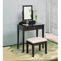 Iris Espresso Vanity Table and Stool Set