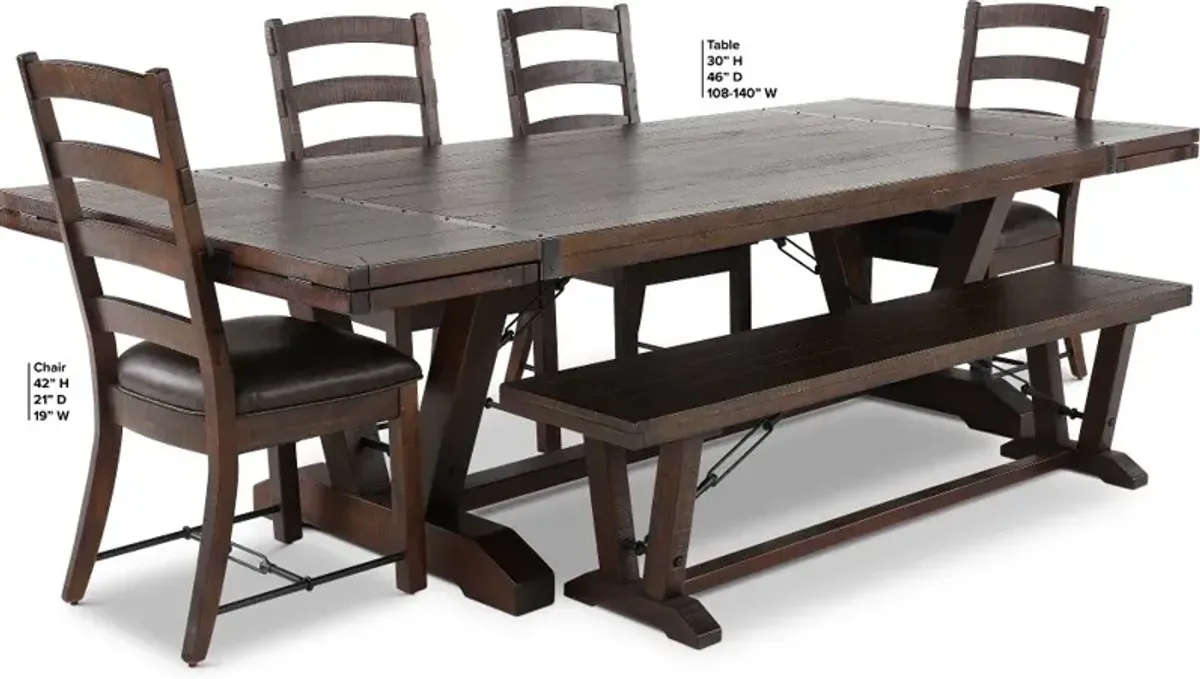 Homestead Dark Brown 6 Piece Dining Set