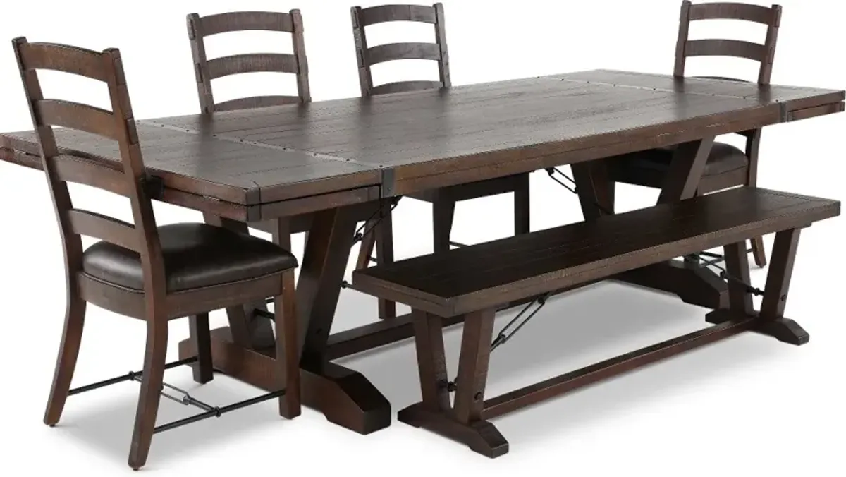 Homestead Dark Brown 6 Piece Dining Set