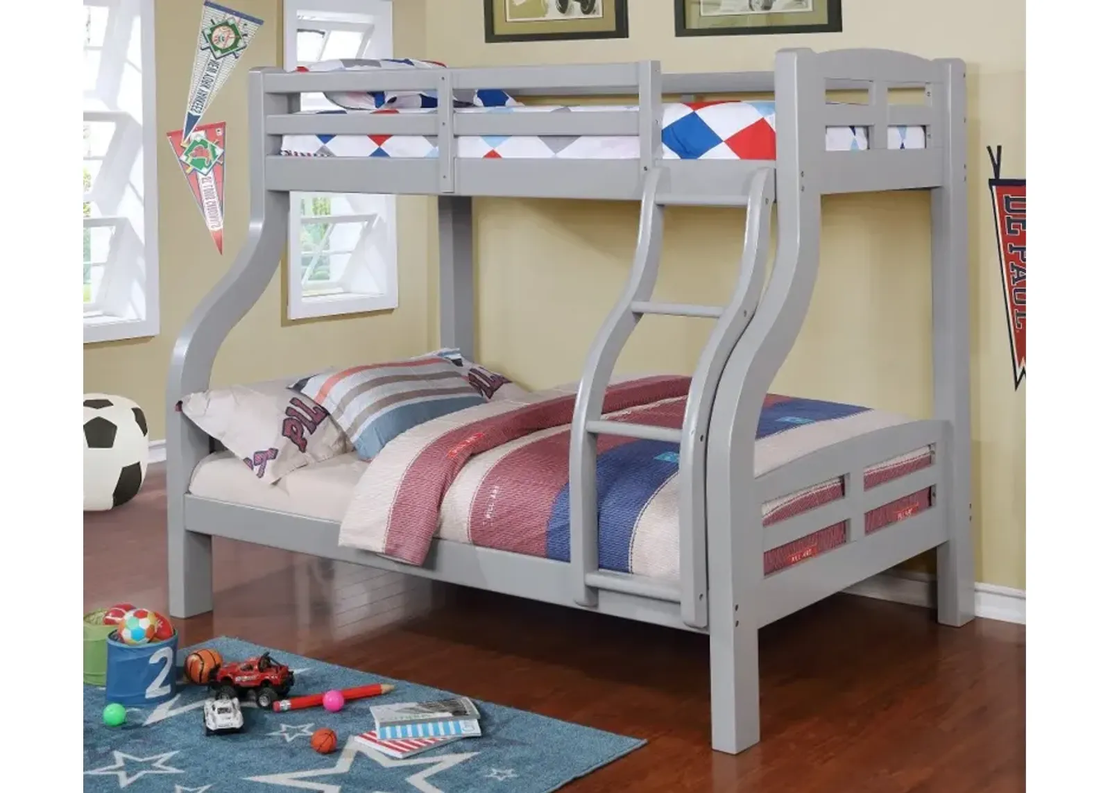 Big Bear Gray Twin-over-Full Bunk Bed