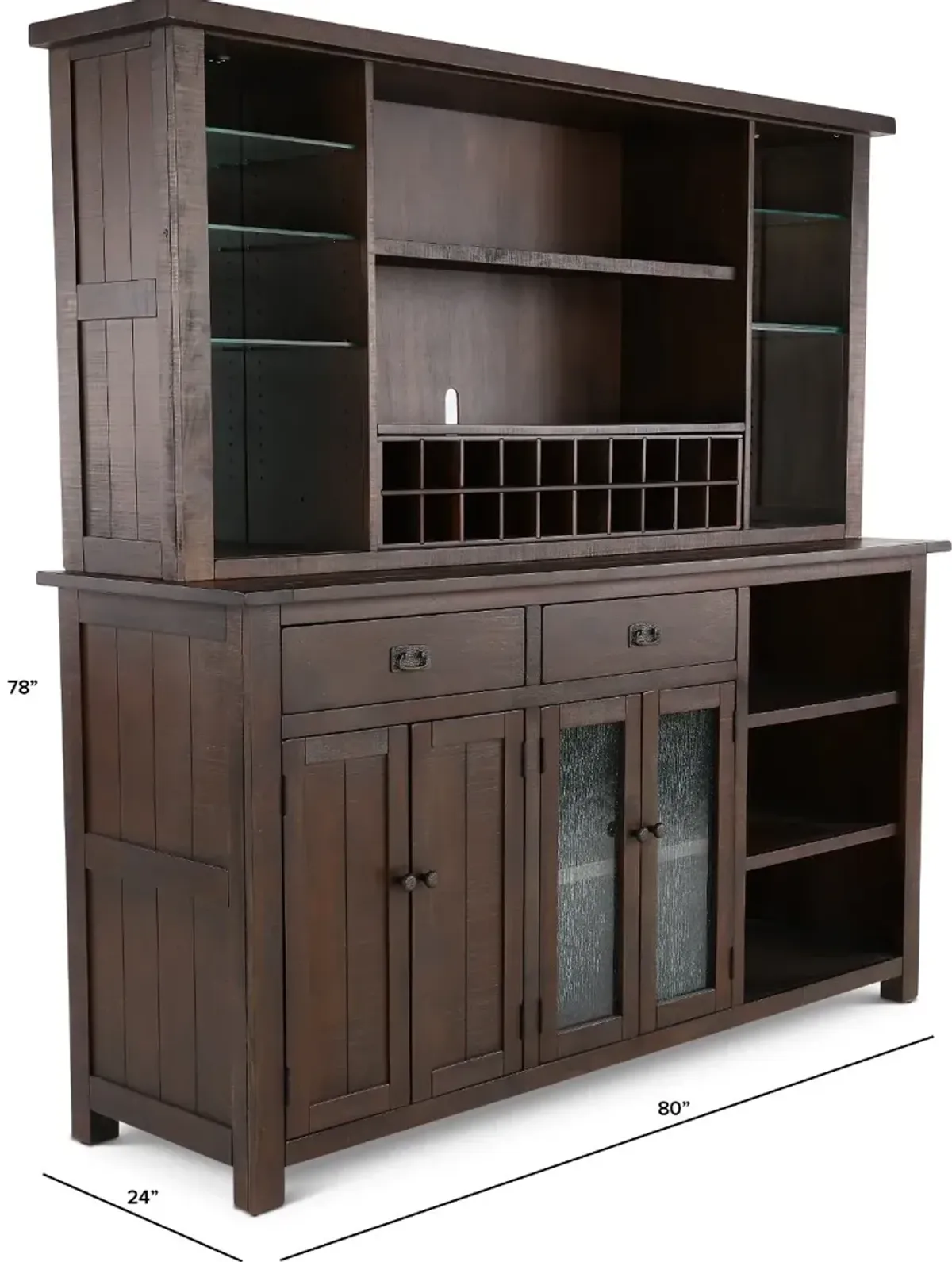 Homestead Dark Brown Buffet and Hutch