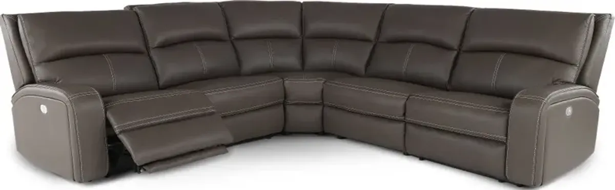 Star Gray Haze 5-Piece Power Reclining Sectional with Adjustable...