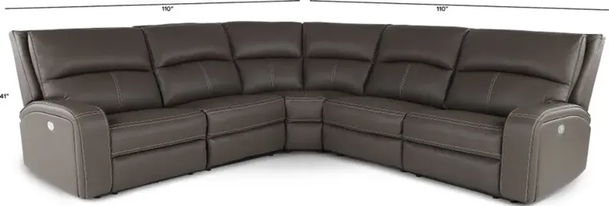 Star Gray Haze 5-Piece Power Reclining Sectional with Adjustable...