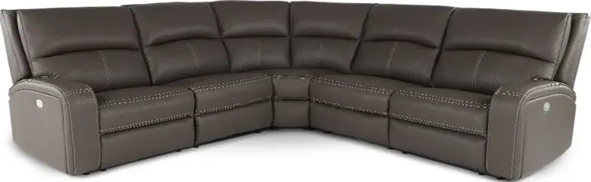 Star Gray Haze 5-Piece Power Reclining Sectional with Adjustable Headrests
