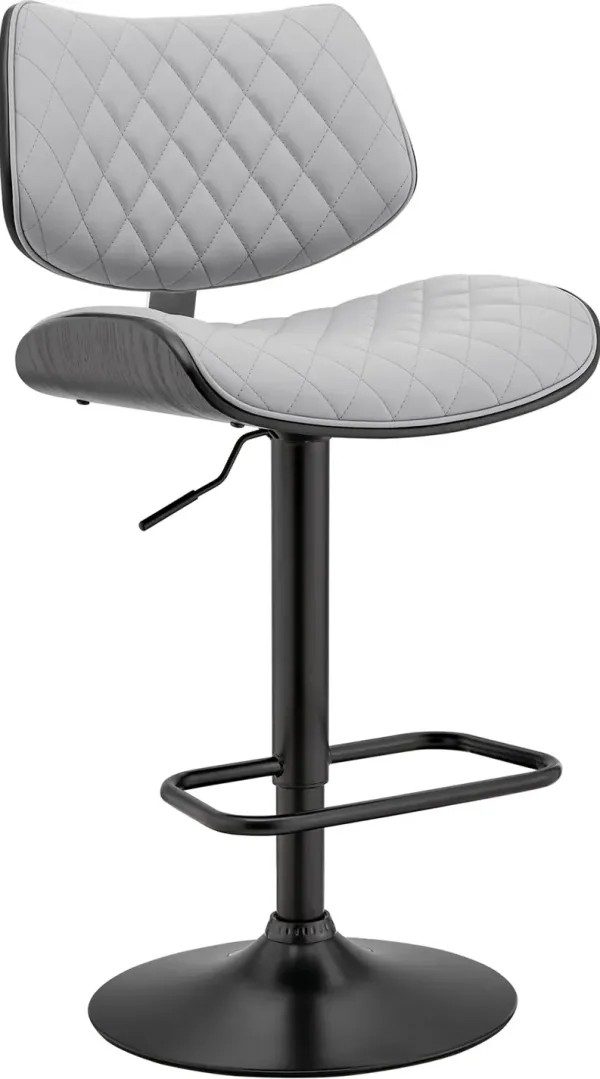 Leland Gray and Black Adjustable Swivel Bar Stool