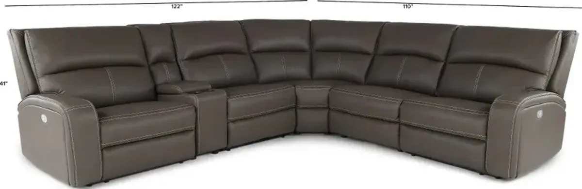 Star Gray Haze 6-Piece Power Reclining Sectional with Adjustable...