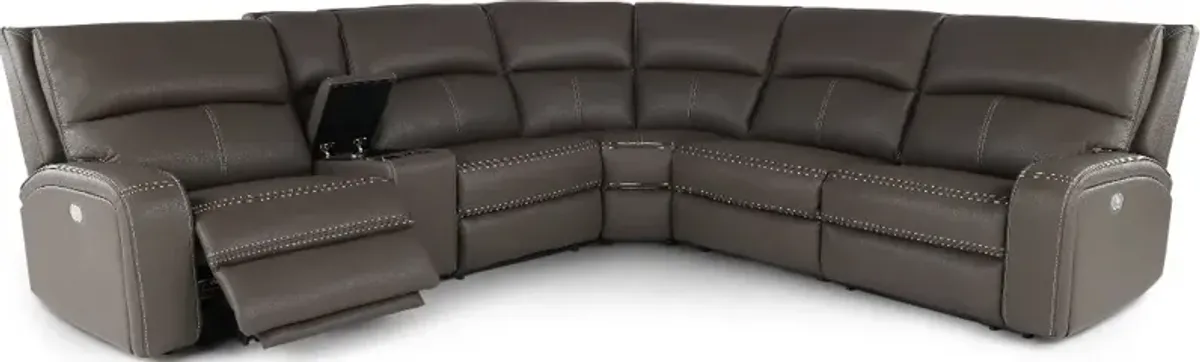 Star Gray Haze 6-Piece Power Reclining Sectional with Adjustable...