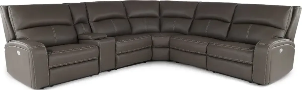 Star Gray Haze 6-Piece Power Reclining Sectional with Adjustable Headrests