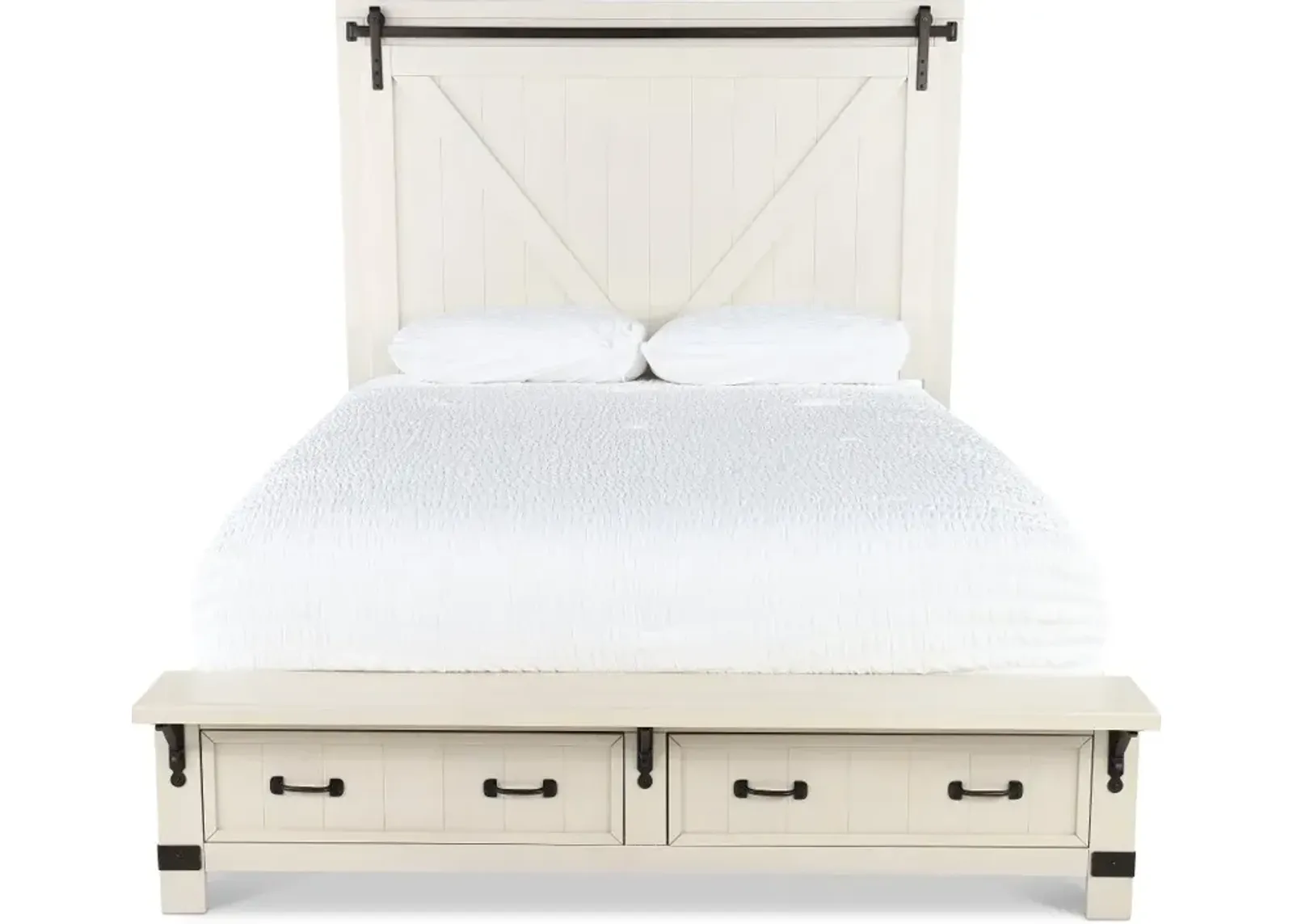 Mill River White Queen Storage Bed