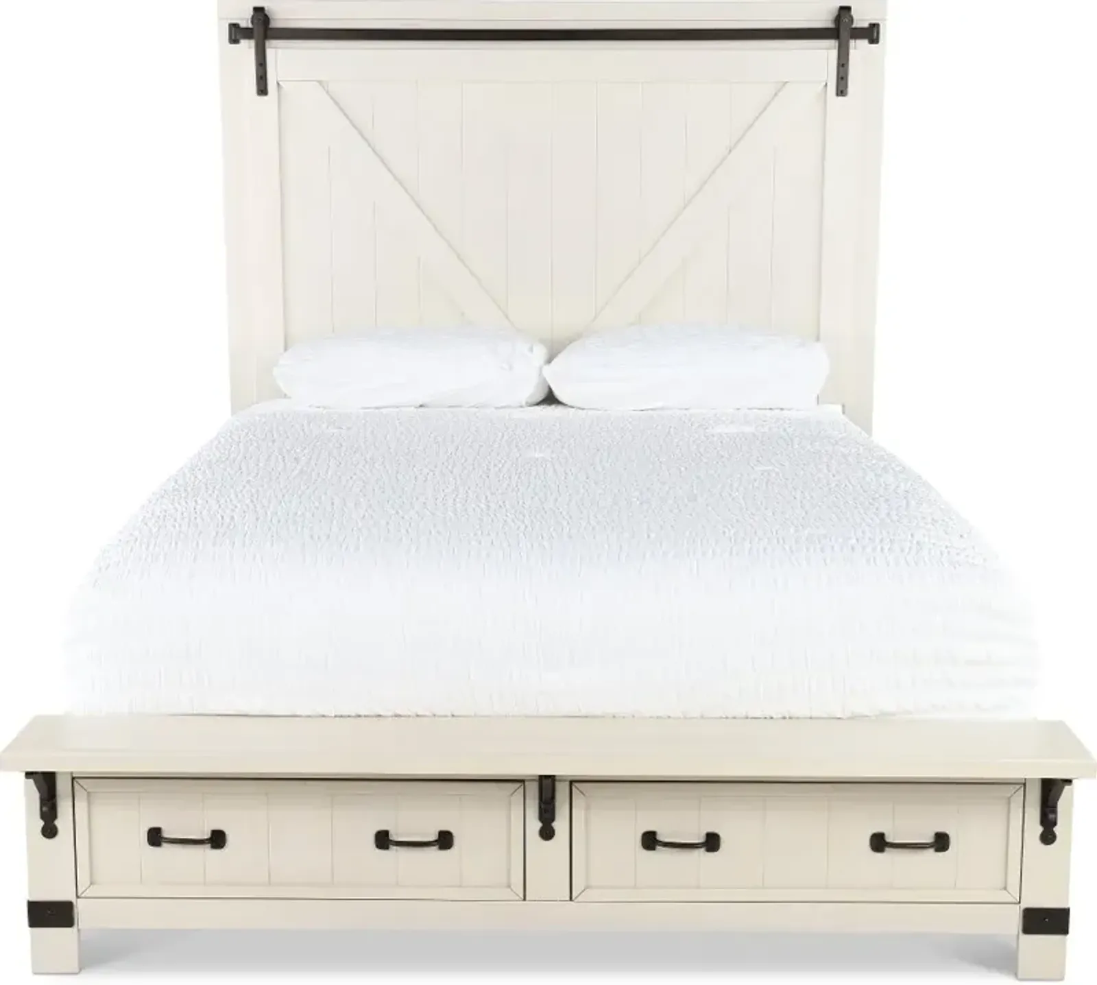 Mill River White Queen Storage Bed