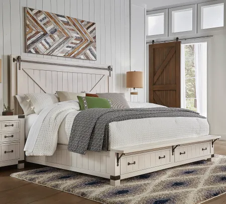Mill River White King Storage Bed