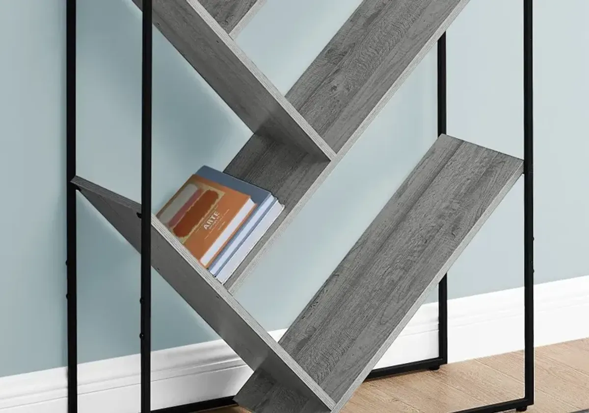 Cliff Contemporary 60" Gray Bookcase