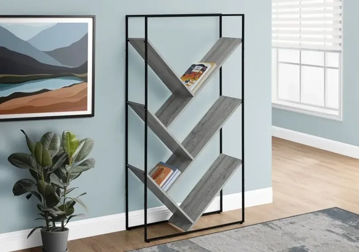 Cliff Contemporary 60" Gray Bookcase