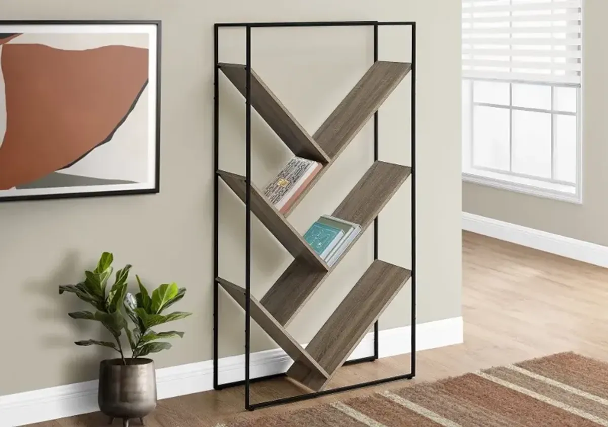 Cliff Contemporary 60" Taupe Bookcase