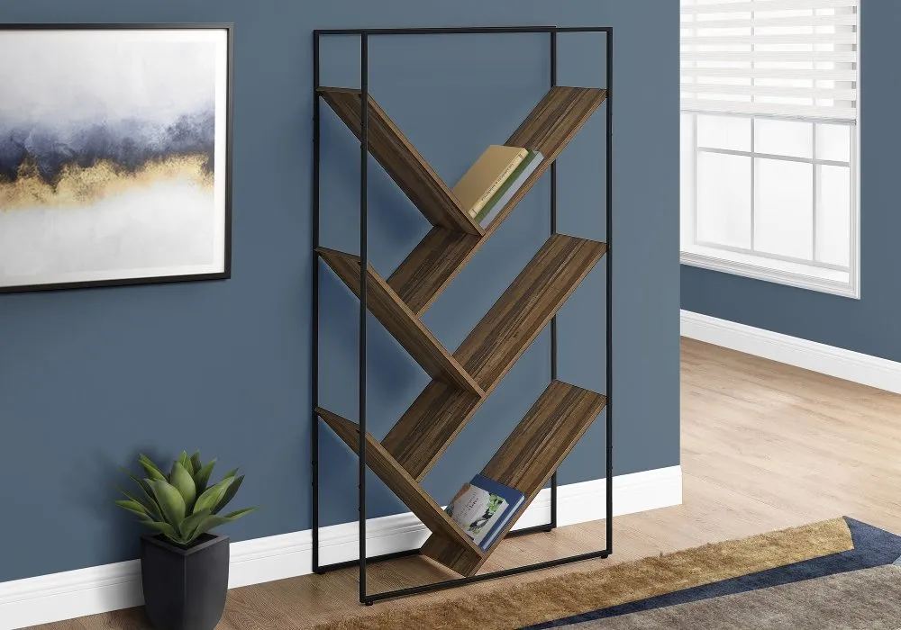 Cliff Contemporary 60" Brown Bookcase