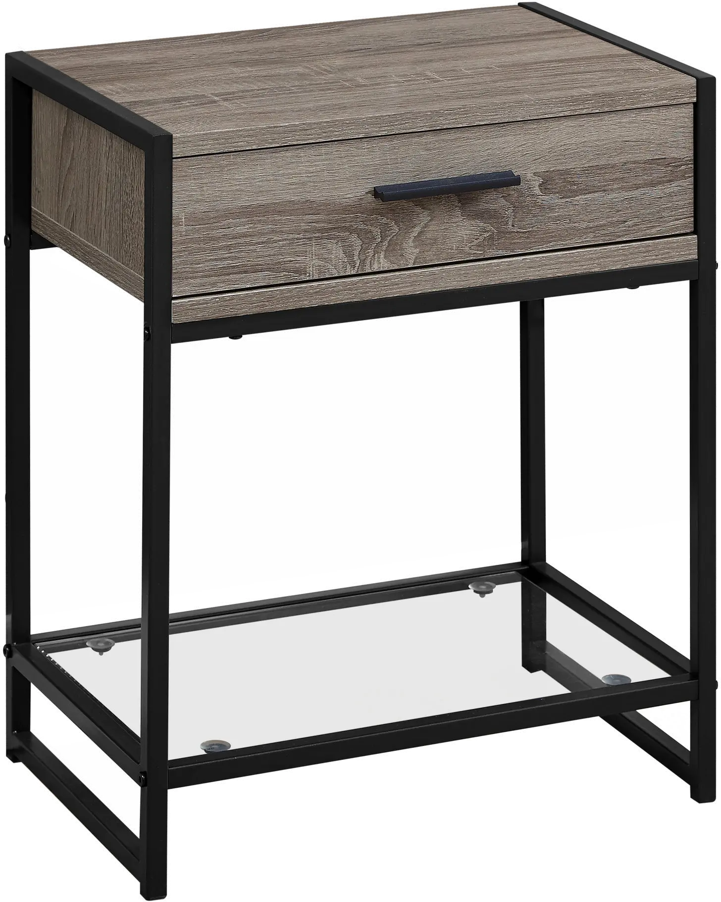 Industrial Taupe One Drawer Accent Table