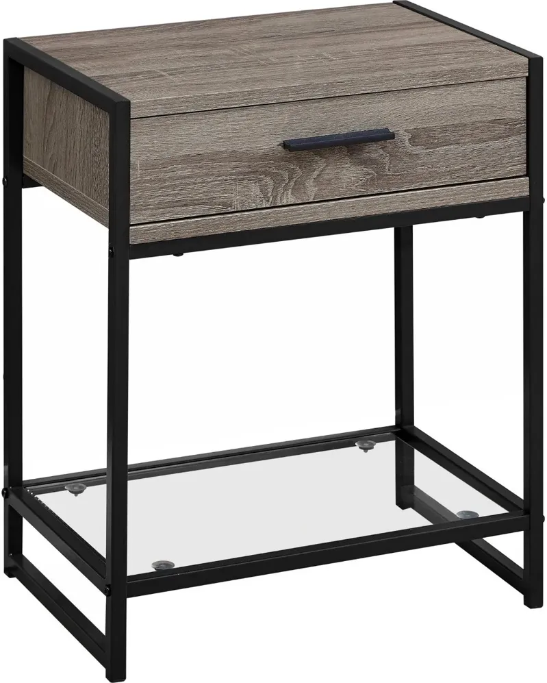 Industrial Taupe One Drawer Accent Table