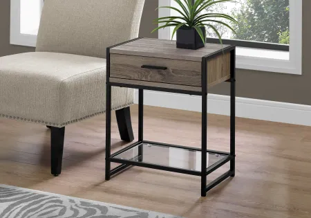 Industrial Taupe One Drawer Accent Table
