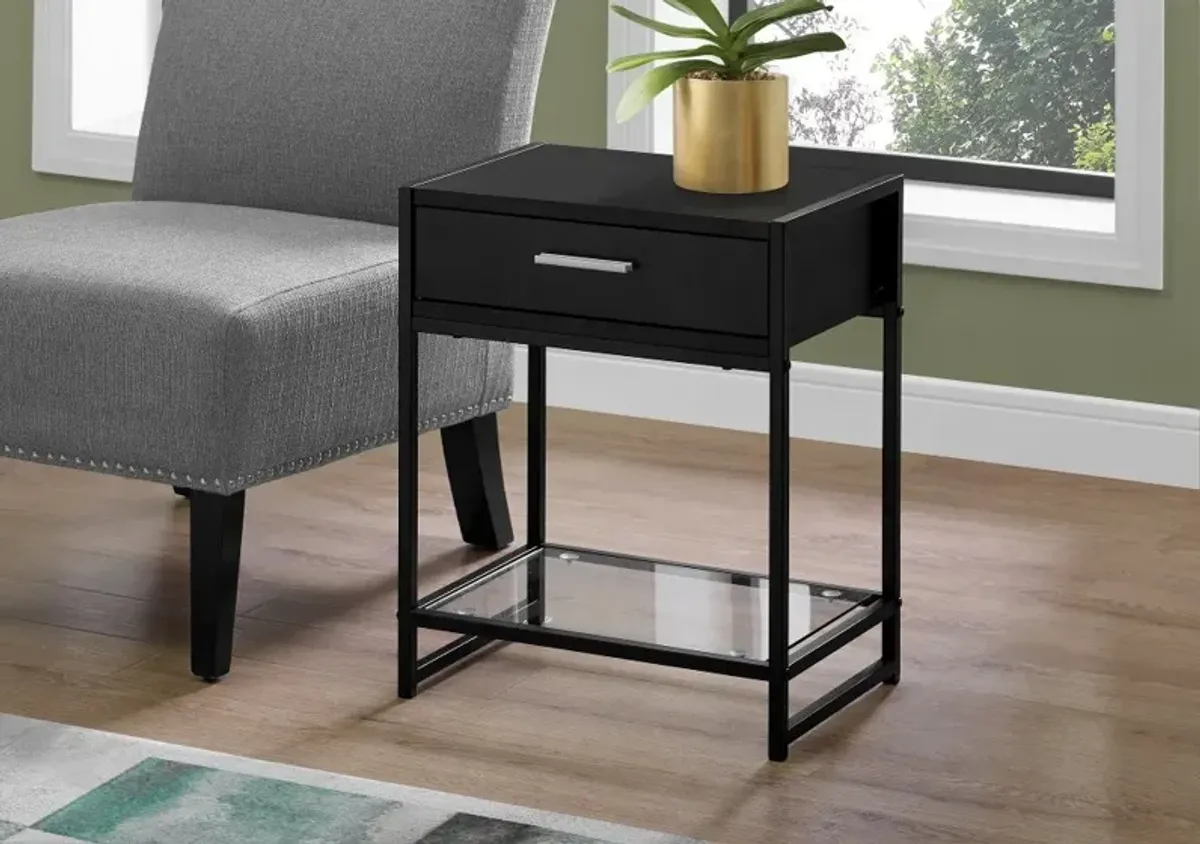 Industrial Black One Drawer Accent Table