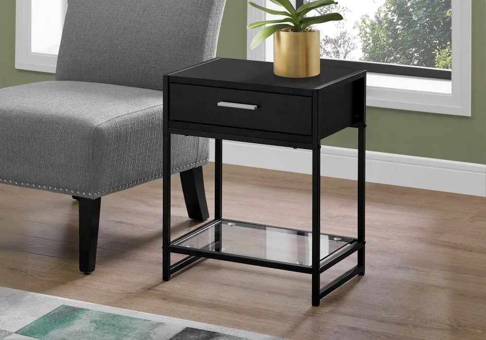 Industrial Black One Drawer Accent Table